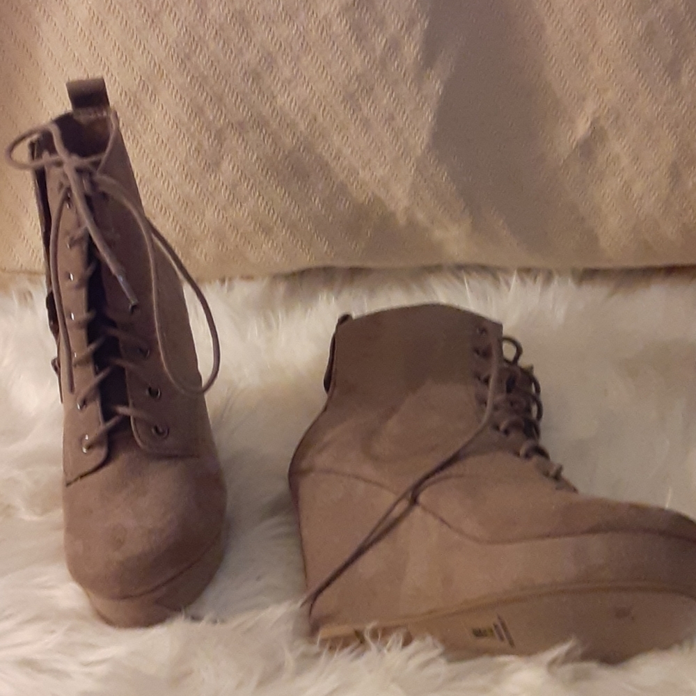 Tall wedge heel booties